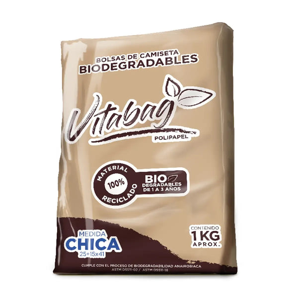 Bolsa de Camiseta Plástica Polipapel Vitabag Biodegradable Craft Chica 25x41 1 Kg