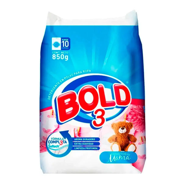 Detergente en Polvo Bold 3 Cariños de Mamá 850 gr