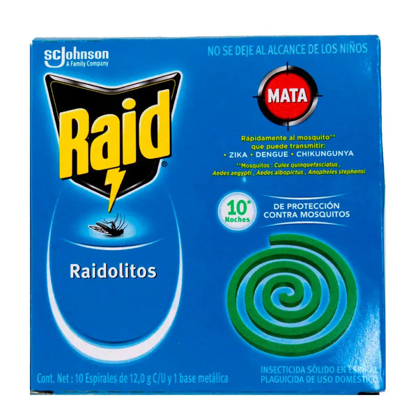 Repelente De mosquitos Raid Raidolito Verde 10 pzas