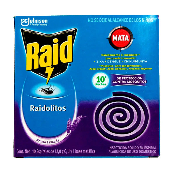 Repelente De mosquitos Raid Raidolito Lavanda 10 pzas