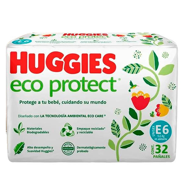 Pañales Huggies Ecoprotect etapa 6 32 Pzas