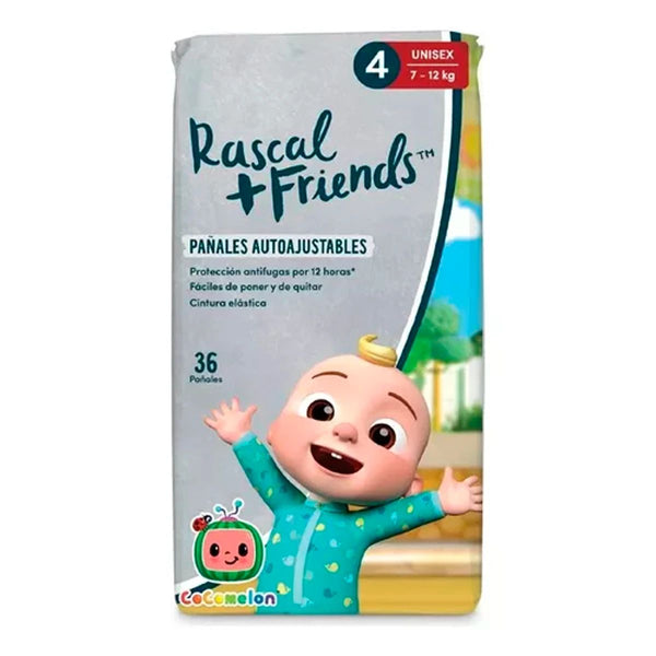 Pañales Autoajustables Rascal Friends Etapa 4 36 Piezas