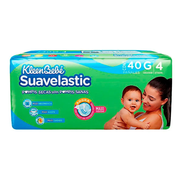 Pañales Suavelastic Max KleenBebé Talla Grande Etapa 4, 40 piezas