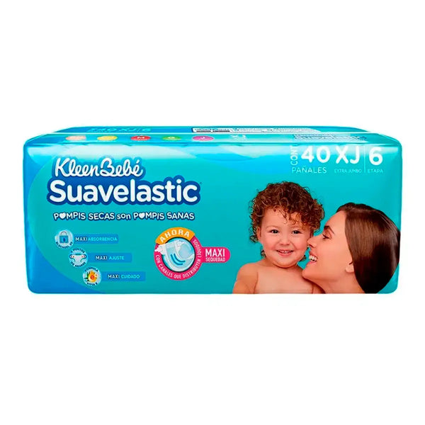 Pañales Suavelastic Max KleenBebé Talla Extra Jumbo Etapa 6, 40 piezas