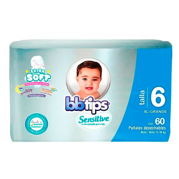 Pañales Desechables bbtips Sensitive etapa 6 XL con 40 Piezas