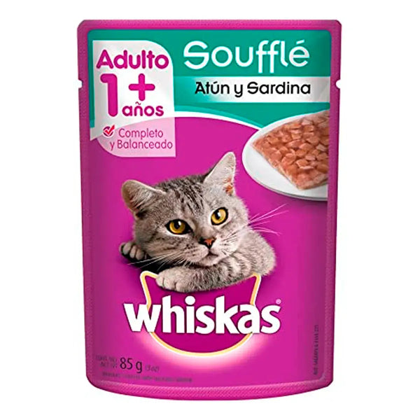 Sobre Alimento Húmedo Whiskas para Gato soufflé Atún Sardina 85 gr