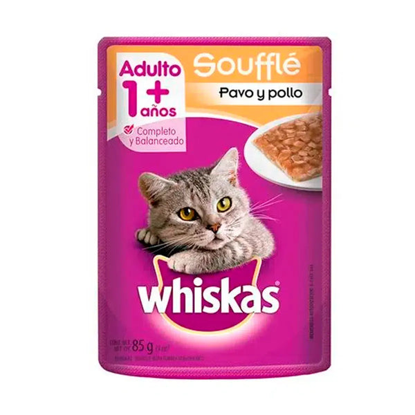 Sobre Alimento Húmedo Whiskas para Gato soufflé Pavo Pollo 85 gr