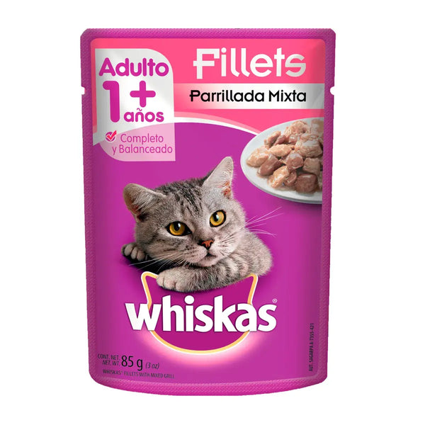 Sobre Alimento Húmedo Whiskas para Gato Filetes Parrilla Mixta 85 gr