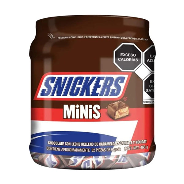 Chocolate Mini Snickers Vitrolero 52 piezas