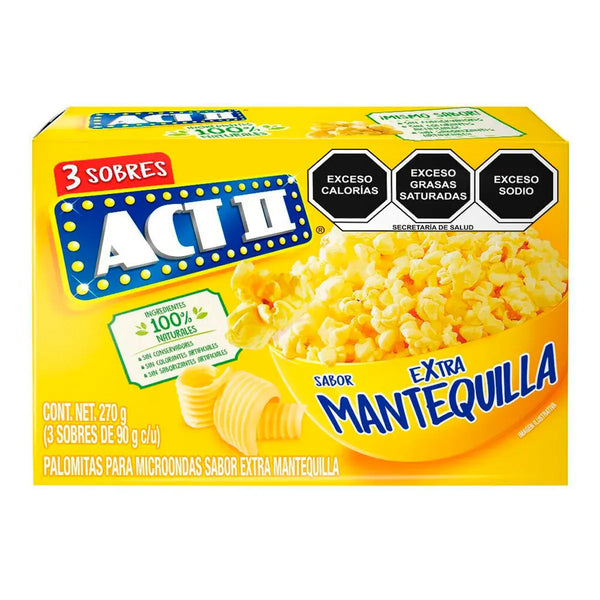 Palomitas Act II Sabor Mantequilla 3 Piezas