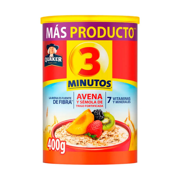 Avena Quaker 3 Minutos Cereal Mixto 400 Gr