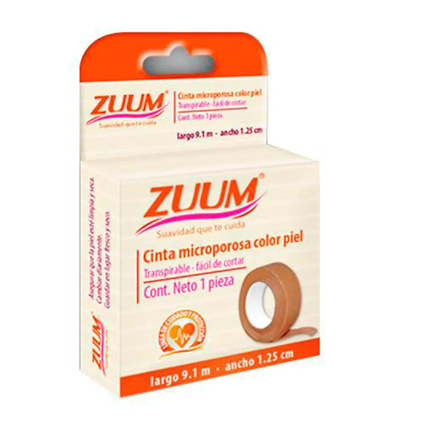 Cinta Microporosa color Piel Zuum 1.25 cm x 9.1 M